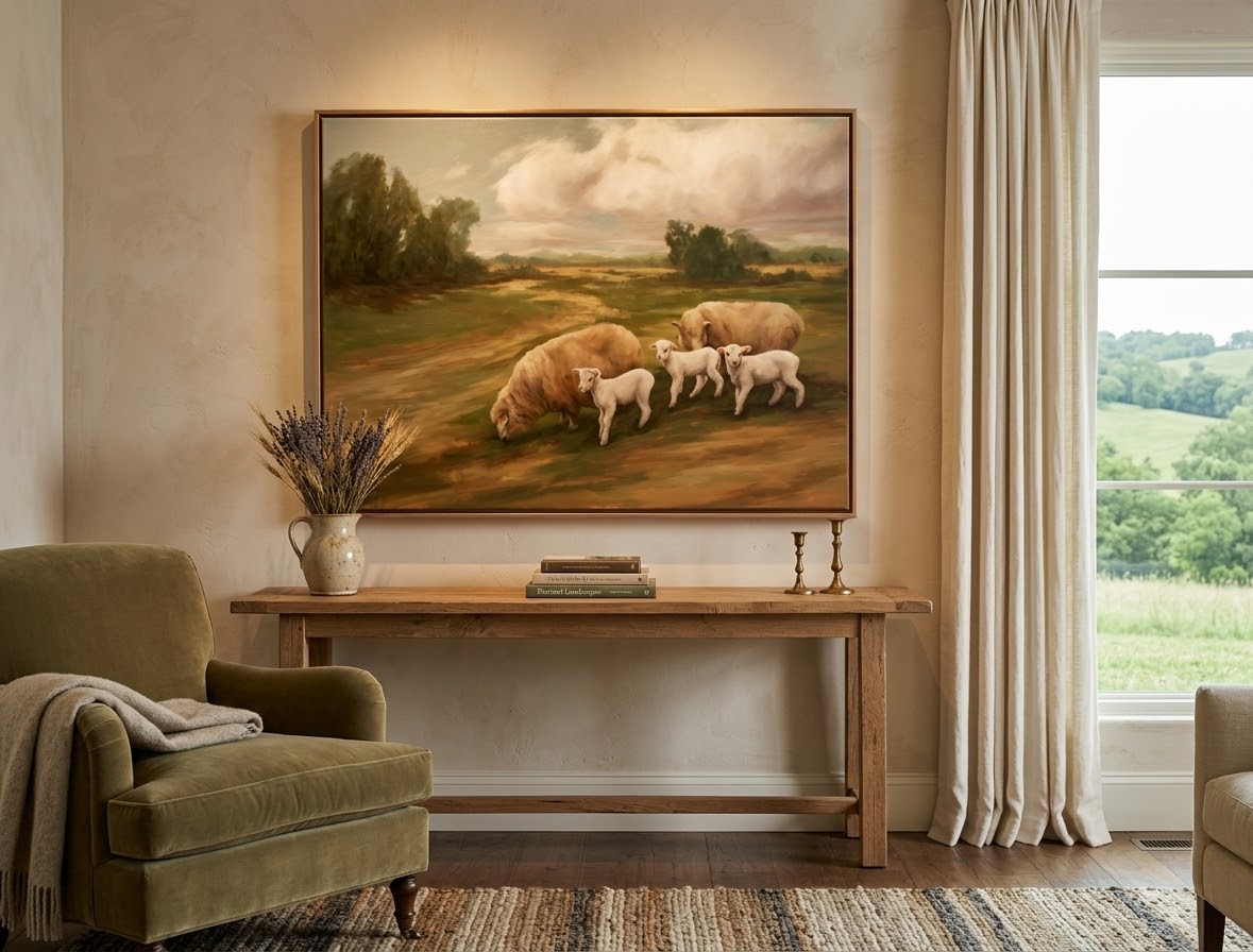 Just Passing Through, sheep landscape