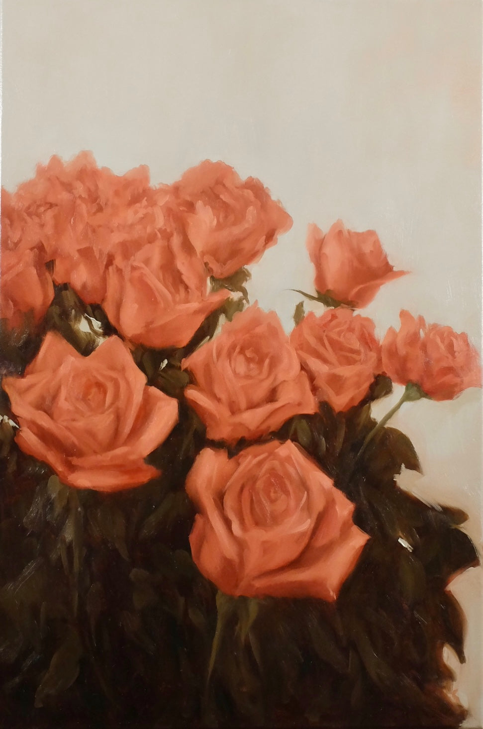 Country Rose, oil painting of warm pink roses