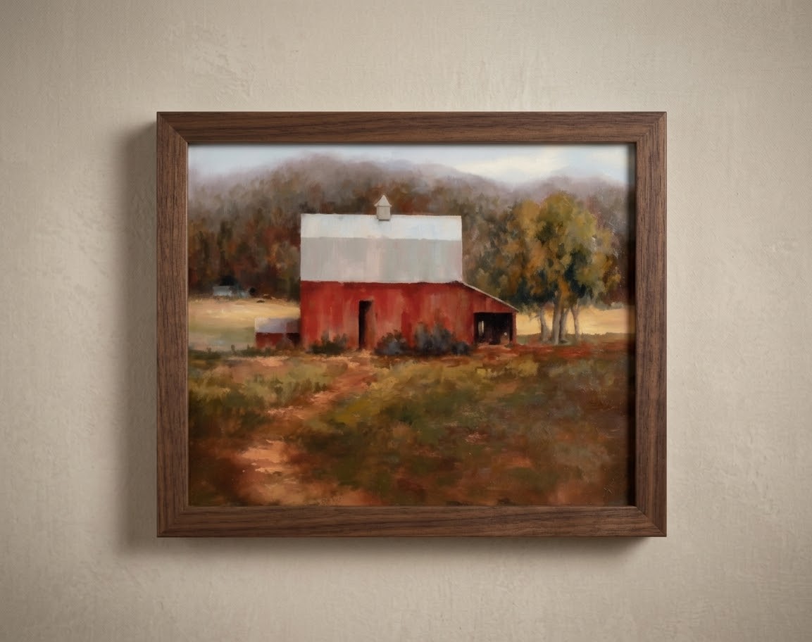 Quiet Shelter red barn in landscape