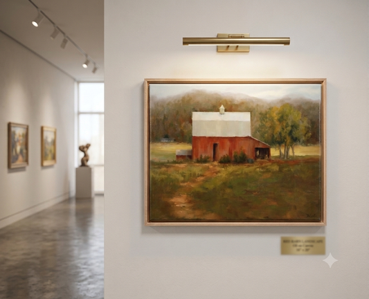 Quiet Shelter red barn oil painting