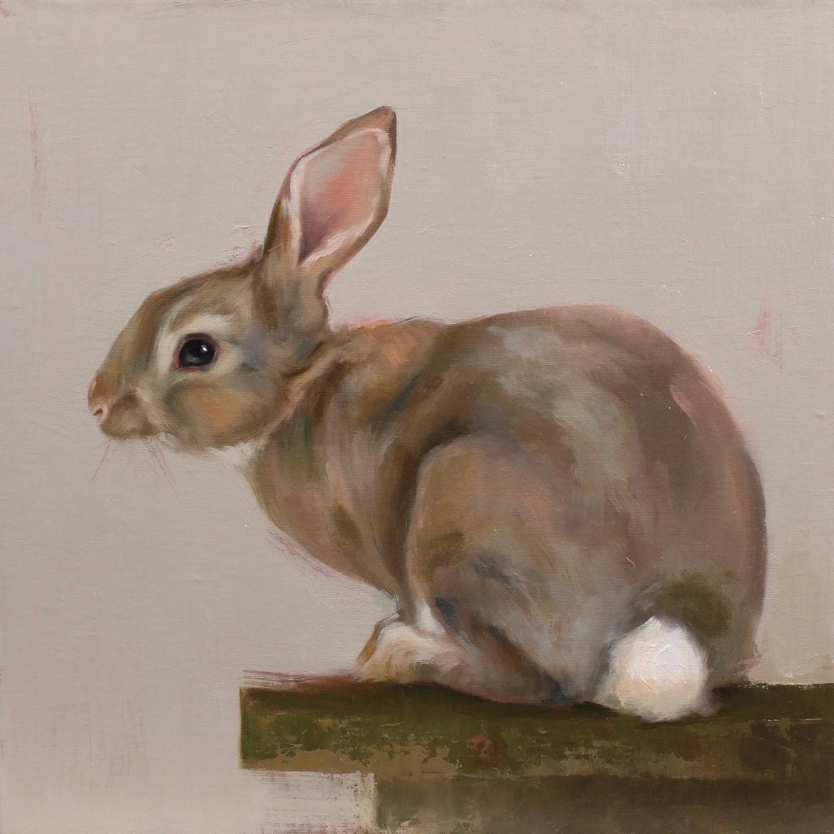 Gizmo bunny in gold plein-air frame