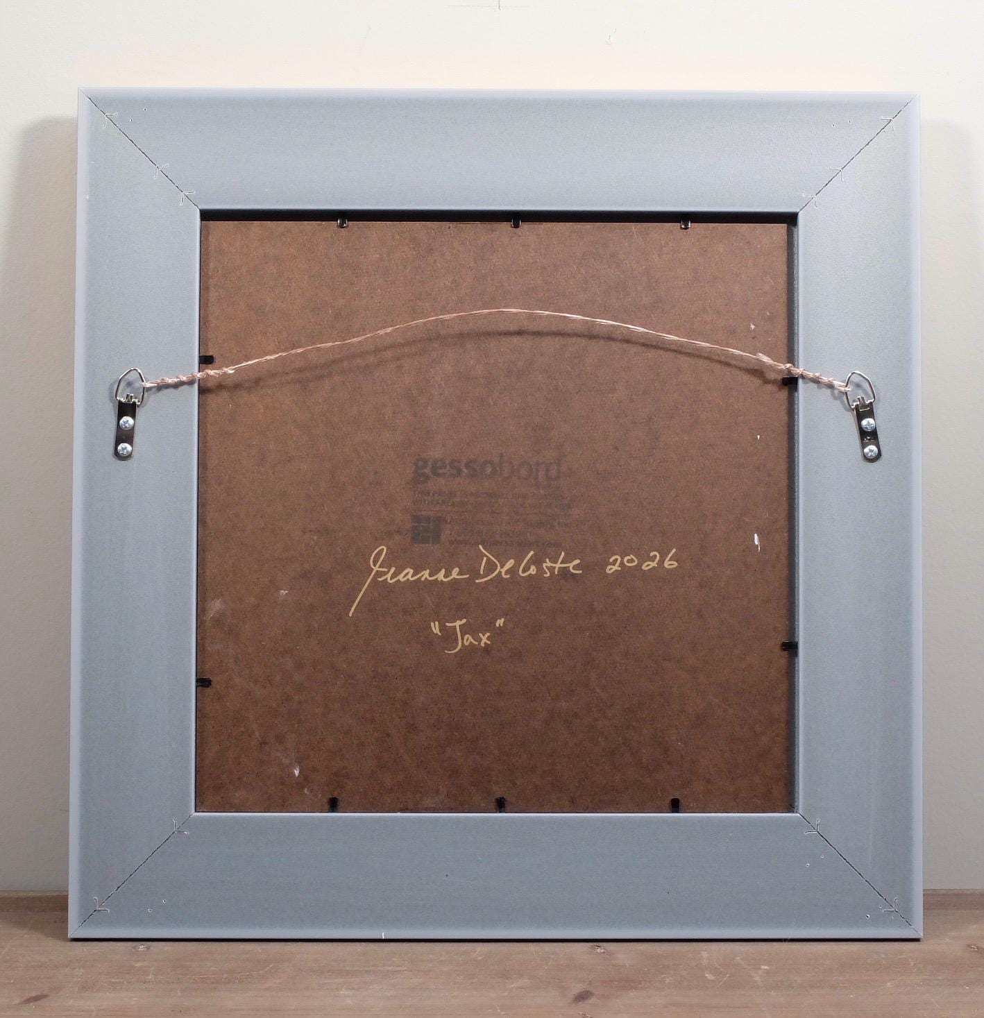 Jax bunny painting in a gold plein air frame