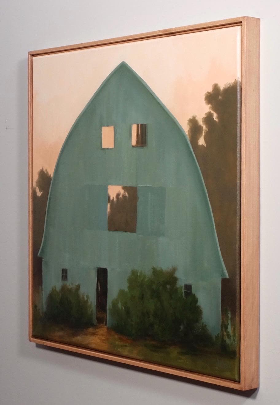 Evening Glow blue barn oil painting