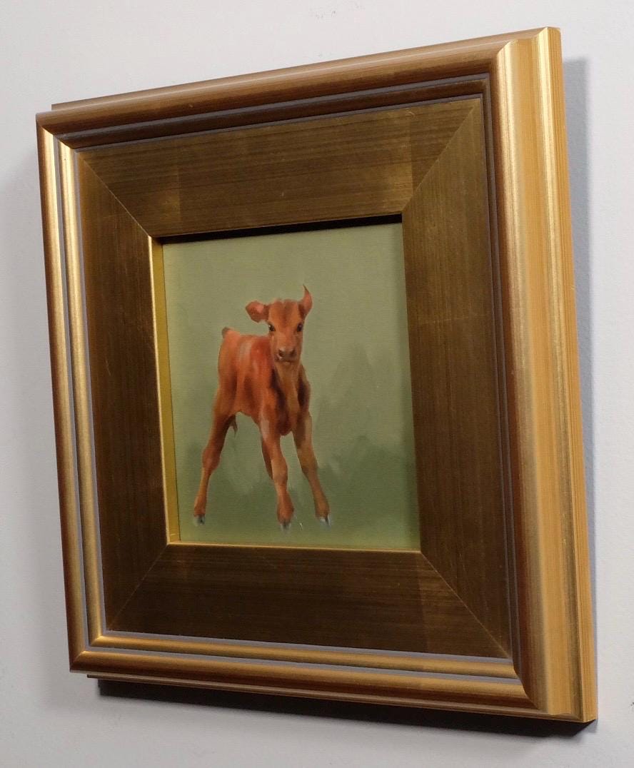 Milkdud brown calf oil painting