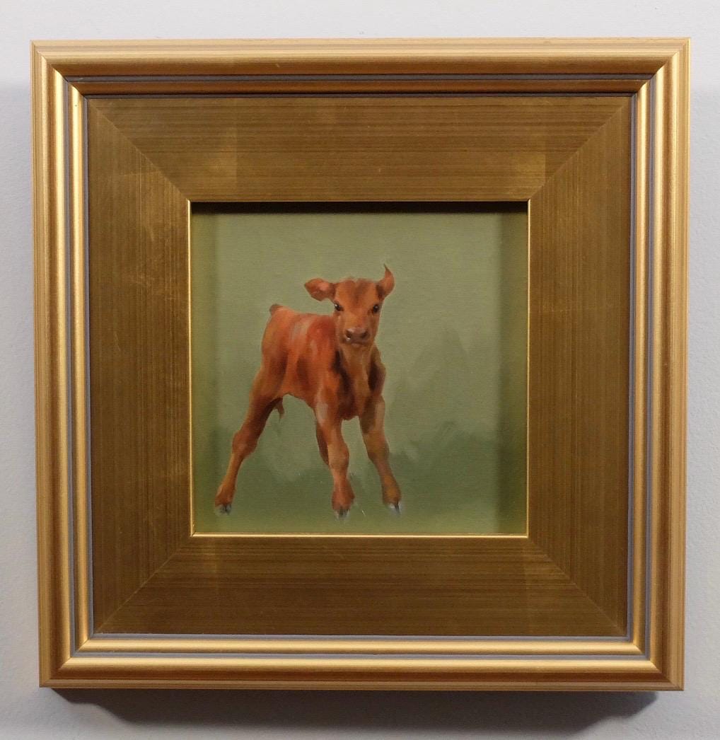 Milkdud brown calf oil painting