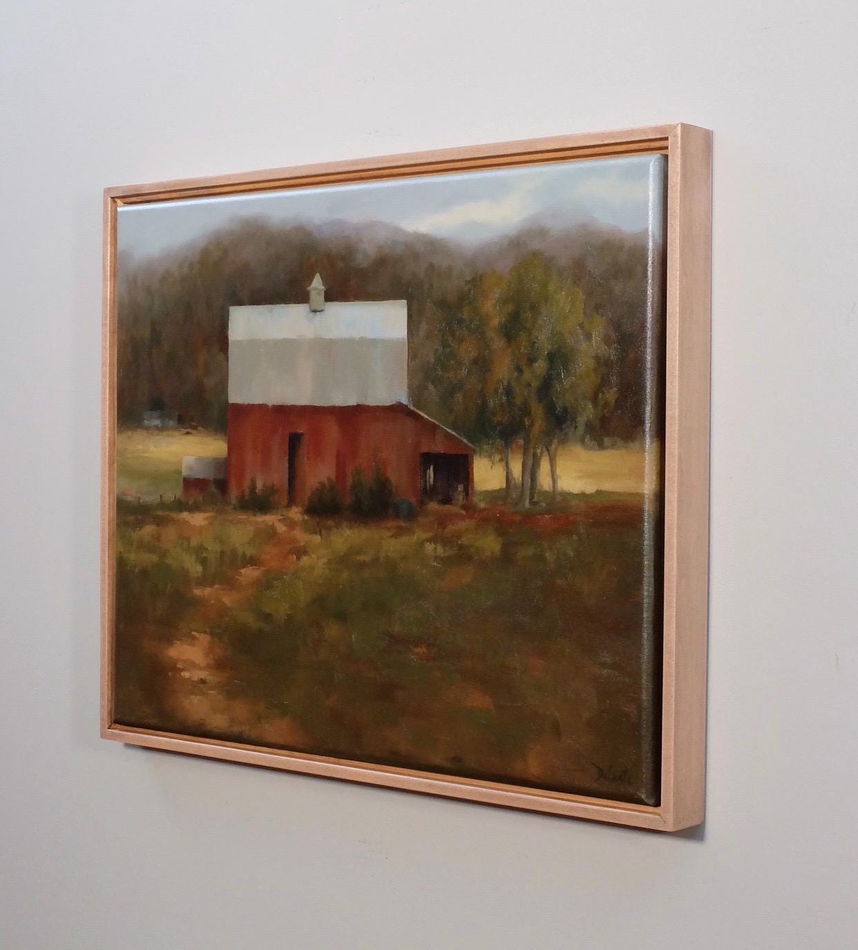 Quiet Shelter red barn oil painting