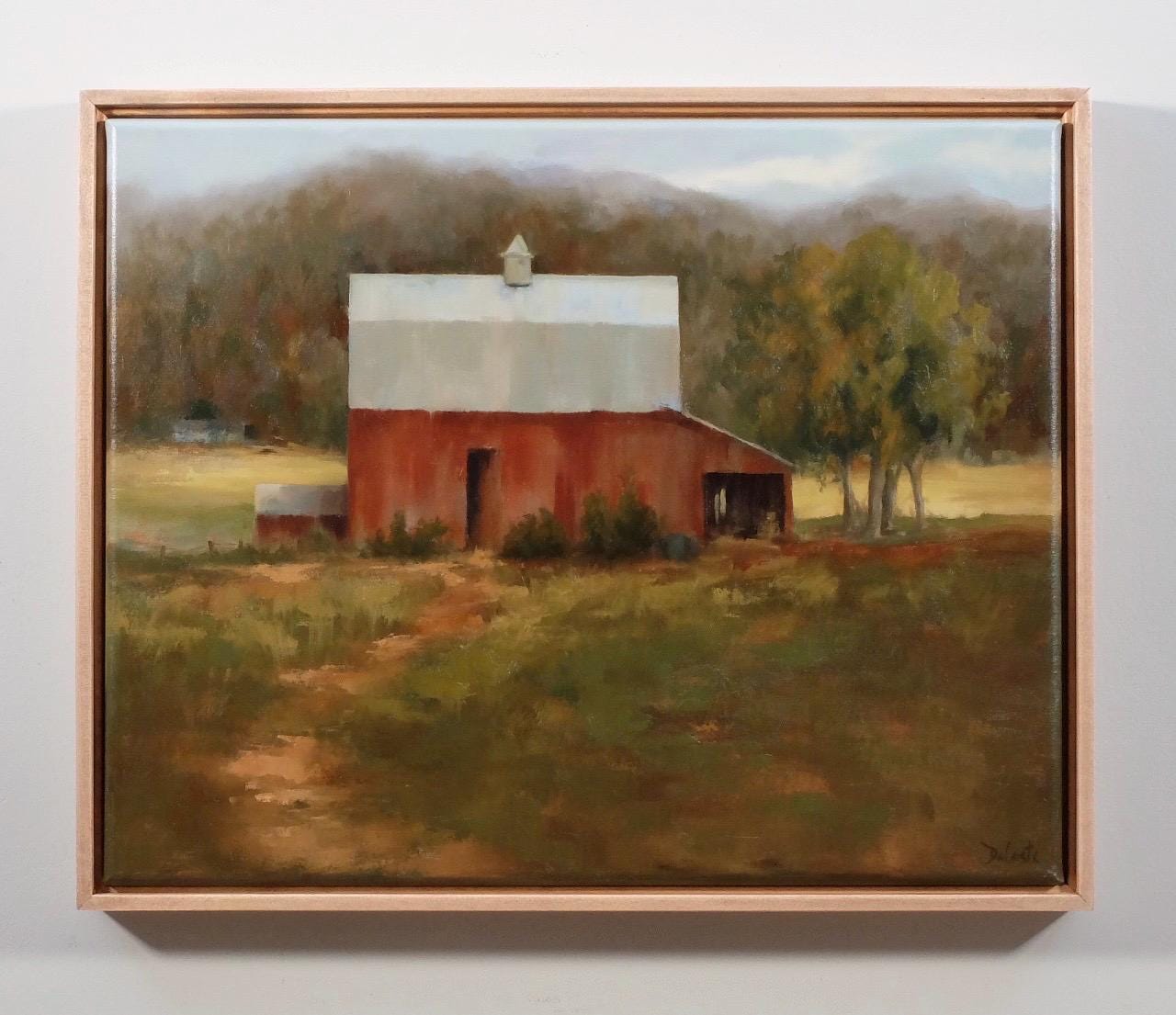 Quiet Shelter red barn oil painting