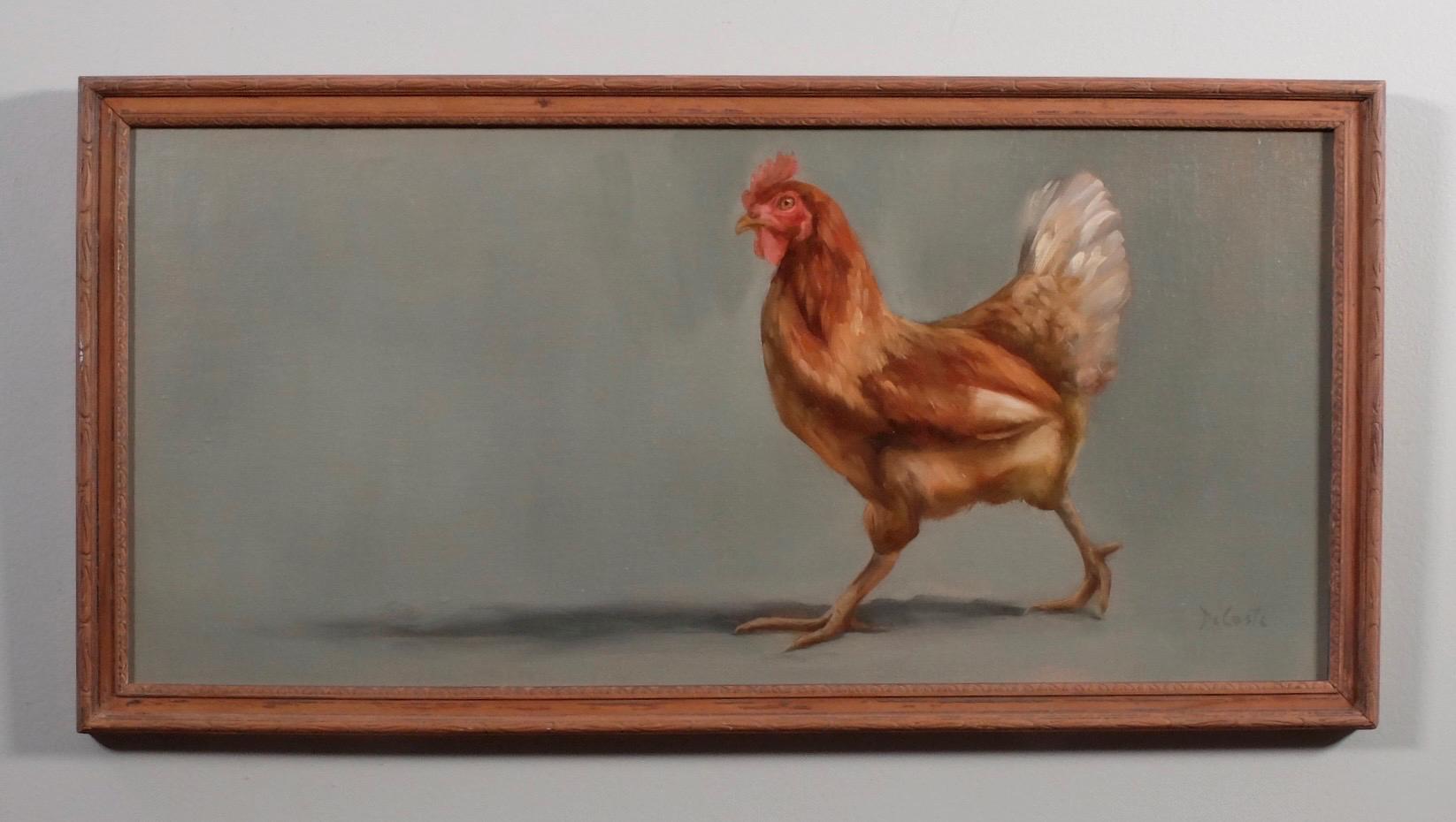 Tootsie chicken walking oil painting