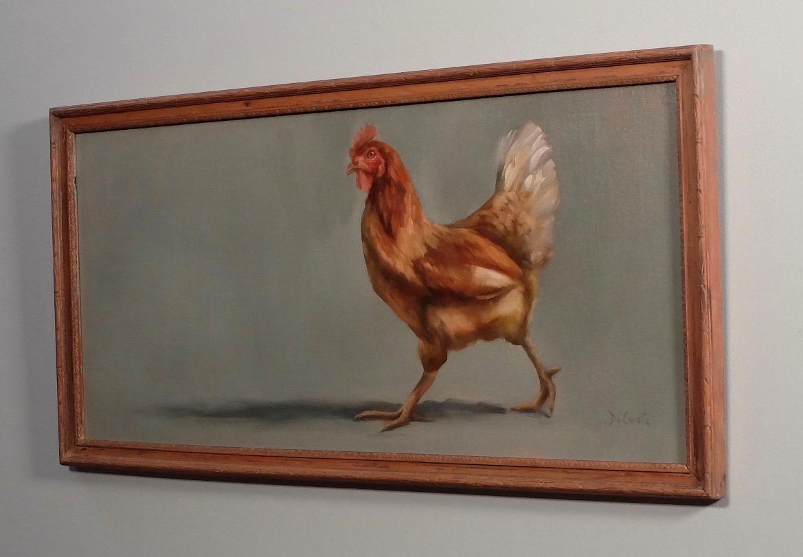 Tootsie chicken walking oil painting