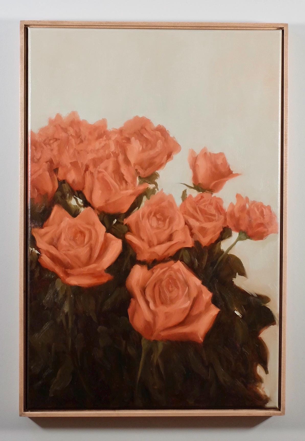 Country Rose, oil painting of warm pink roses