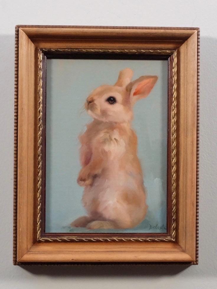 Buttercup, bunny standing oil painting