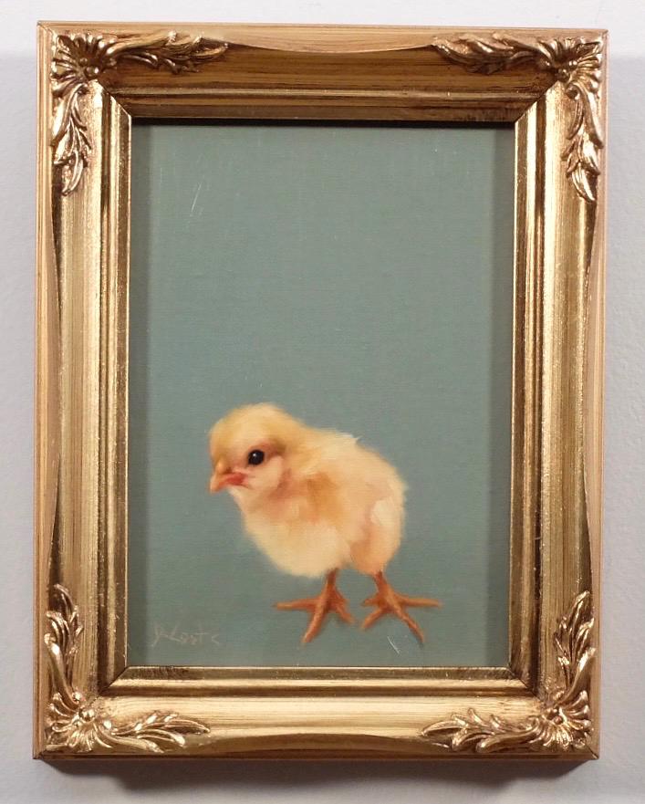 Chickpea, baby chick oil painting