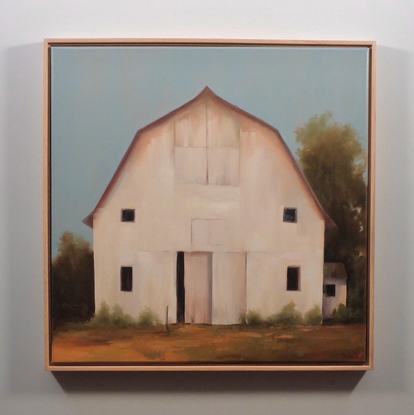 Standing Tall, white barn oil painting