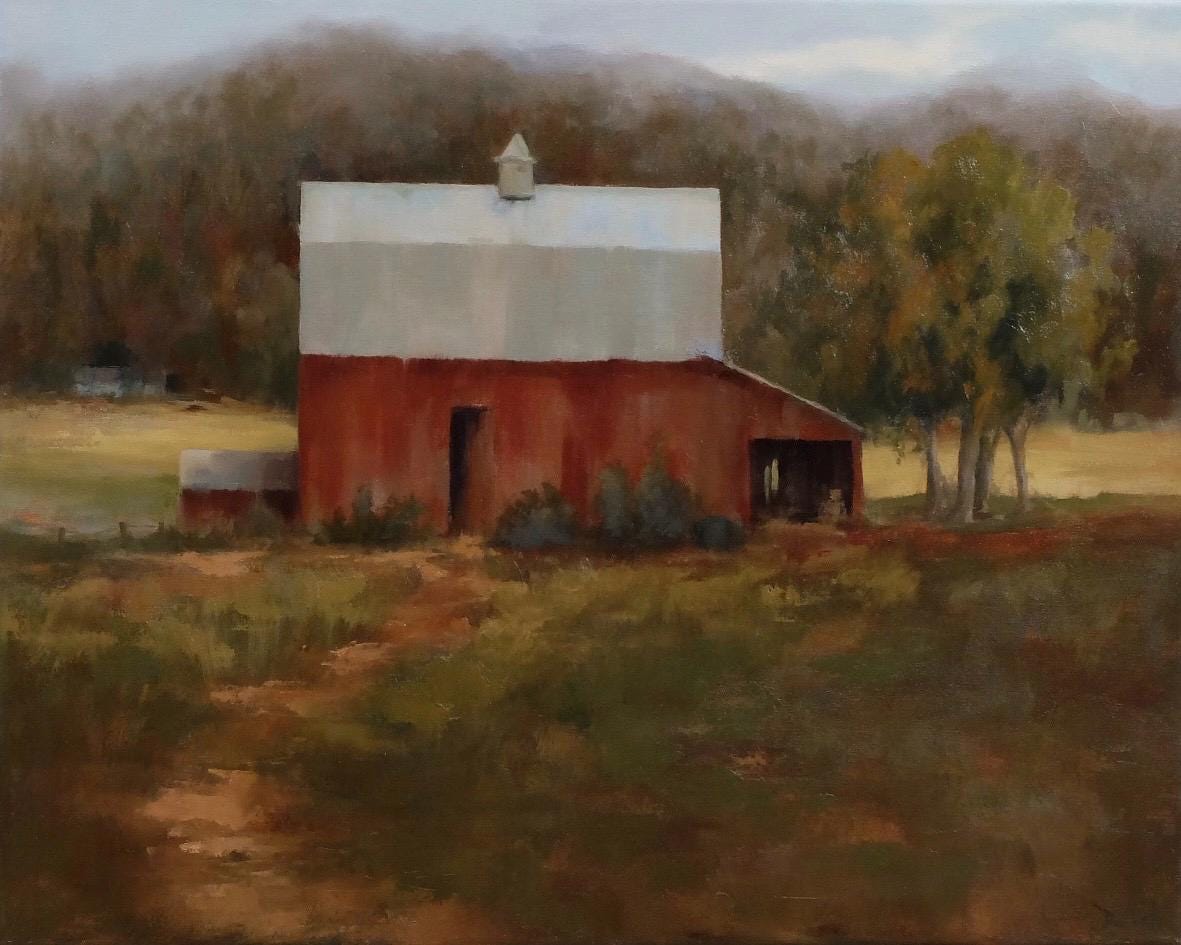 Quiet Shelter red barn in landscape