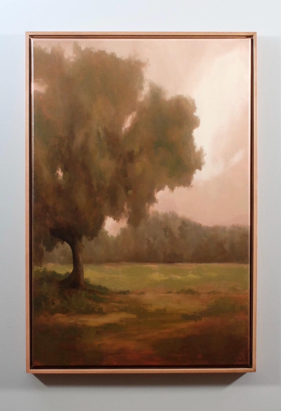 A New Day, landscape with dusty rose and warm greens