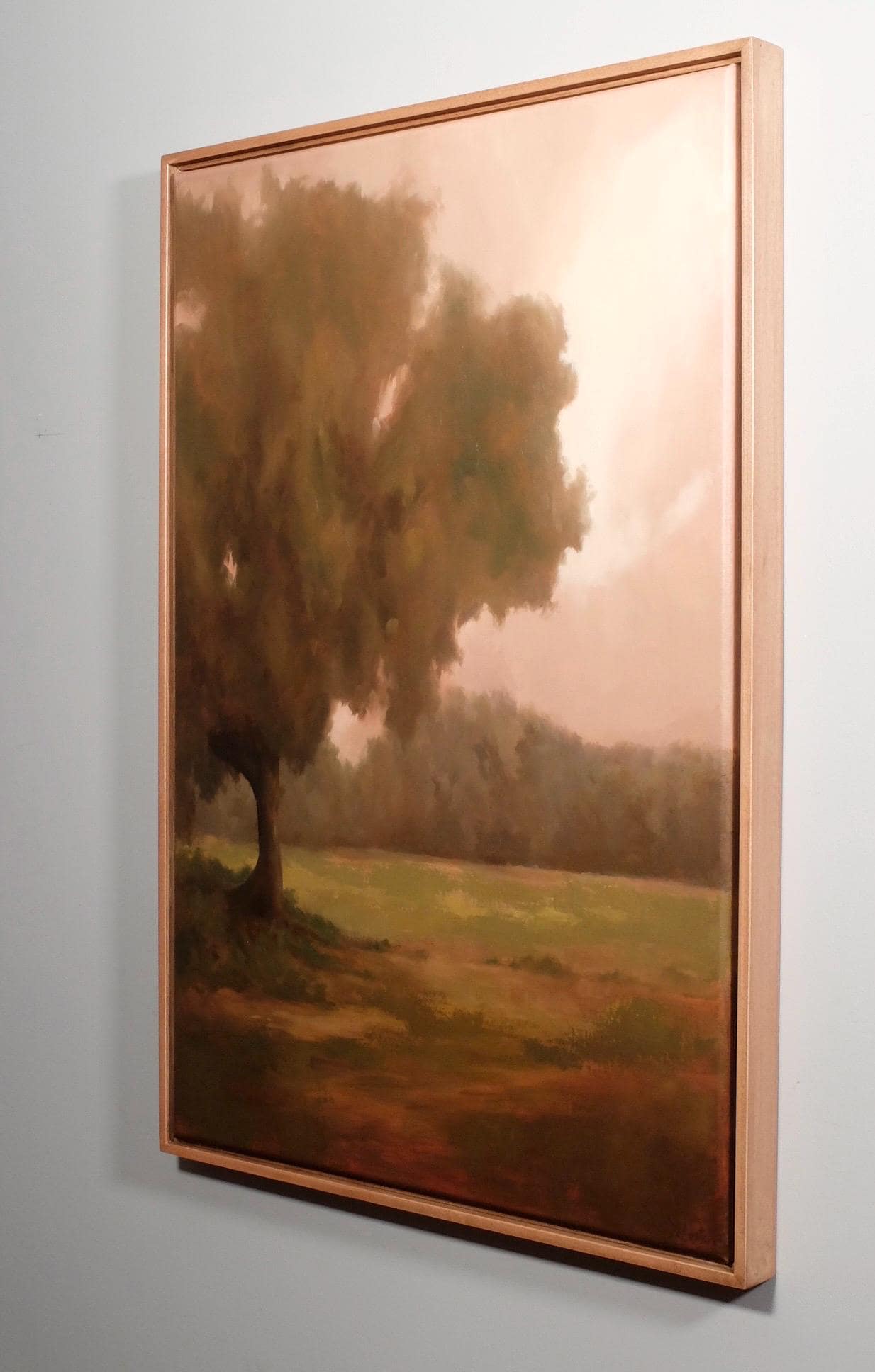 A New Day, landscape with dusty rose and warm greens