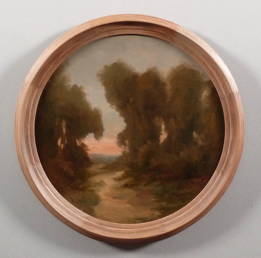 Wonderful World, round landscape oil painting