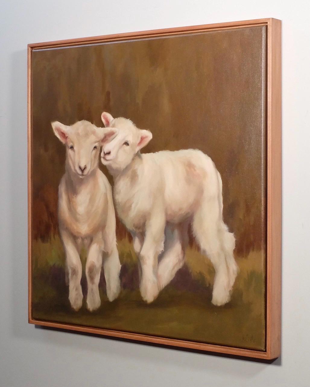 Honey & Sugar, 2 little lambs oil painting