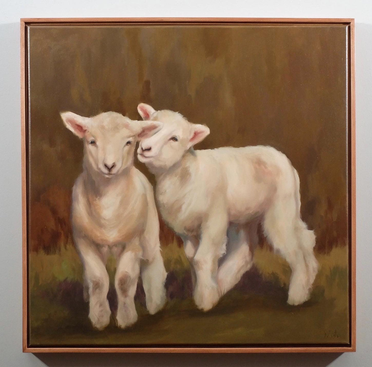 Honey & Sugar, 2 little lambs oil painting